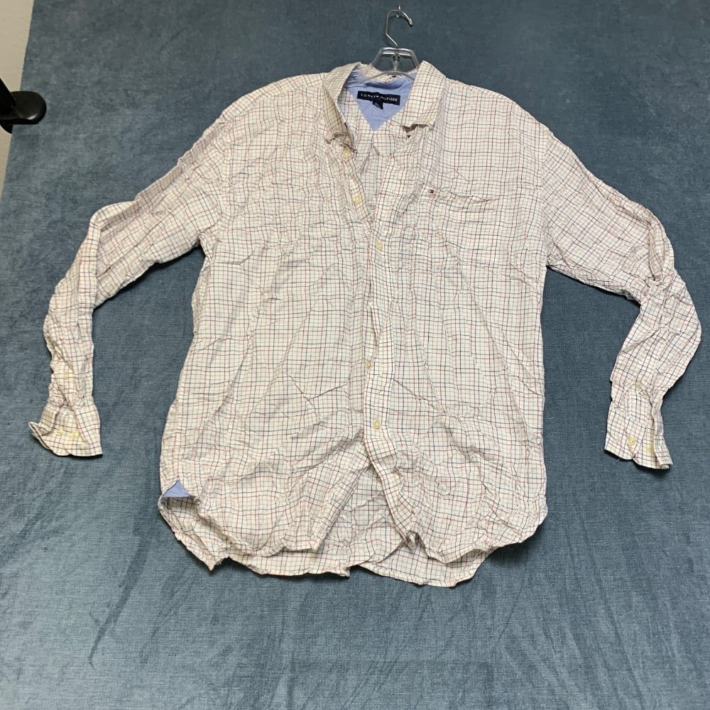 Tommy Hilfiger Shirt Mens Large Multicolor Plaid Long Sleeve Button Down Casual